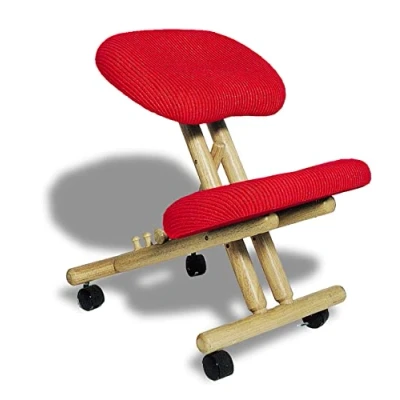 Afbeelding van cinius Ergonomische natuurstoel met rood zitvlak