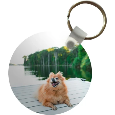 Afbeelding van Sleutelhanger Pomeriaan ligt op steiger Plastic Rond Uitdeelcadeautjes