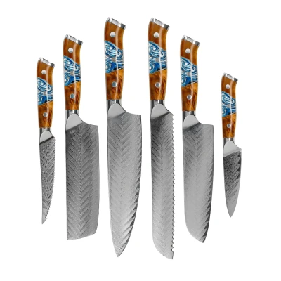 Afbeelding van Shinrai Japan Eclipse Series 6 delige Damascus Messenset
