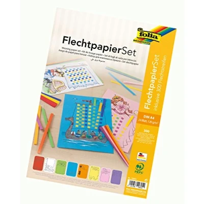 Afbeelding van Vlechtpapierset Folia A4 8 designs 24vel inclusief vlechtstroken