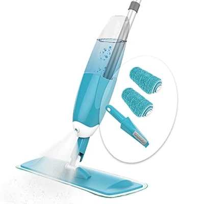 Afbeelding van Wisser met sproeifunctie, sproeiwisser 650 ml watertank, vloerwisser sproeimondstuk, spray mop 2 microvezelhoezen, blauw