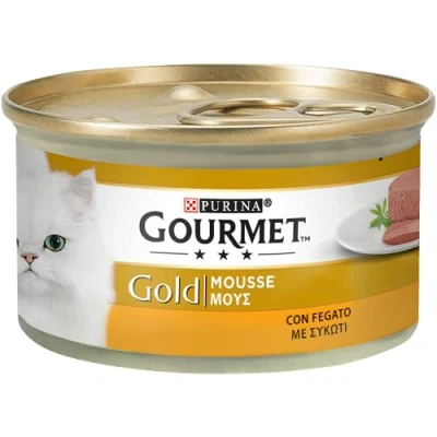Afbeelding van Purina Gourmet Gold Mousse natvoer voor katten met lever, 24 blikjes à 85 g