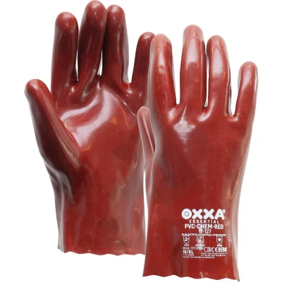Afbeelding van Oxxa PVC Chem Red 17 127 Premium handschoen 10 Rood Slip on EN 388:2016 &amp; ISO 374 1:2016/Type A