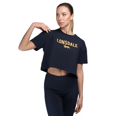 Afbeelding van Lonsdale Moira Tshirt print, Dames, Maat: XL, Navy orange