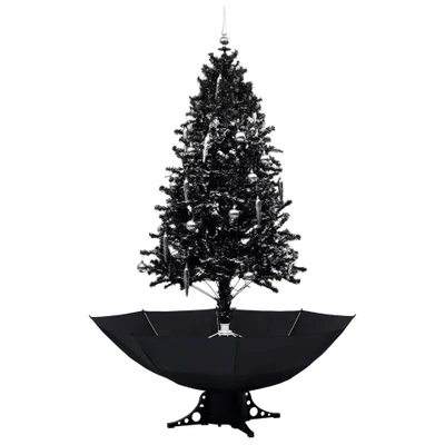 Afbeelding van Kerstboom sneeuwend met paraplubasis 190 cm PVC zwart