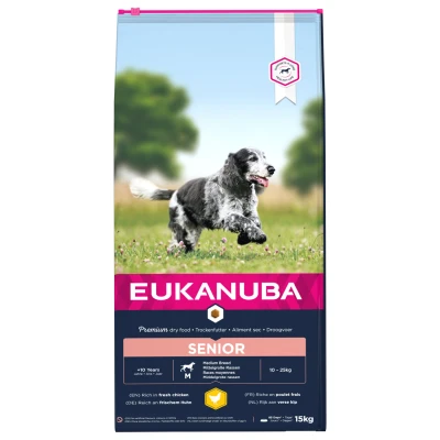 Afbeelding van Eukanuba Caring Senior Medium Breed Kip Hondenvoer 15 kg