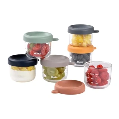 Afbeelding van sunrise color BEABA® Portioncontainer set van 6 gemaakt glas, mix