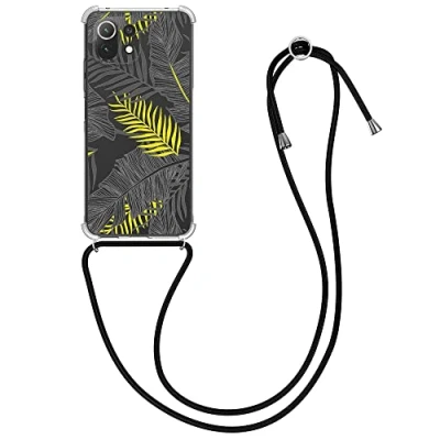 Afbeelding van kwmobile telefoonhoesje geschikt voor Xiaomi 11 Lite (5G) NE / Mi Hoesje met telefoonkoord Back cover smartphone Case in geel grijs transparant