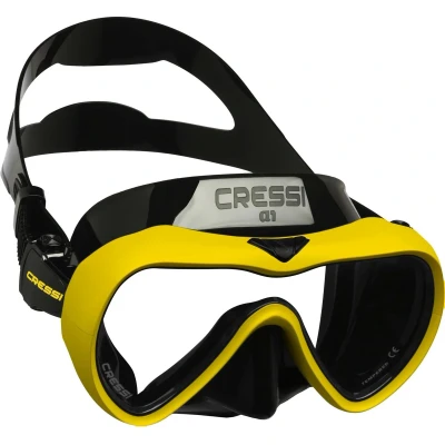 Afbeelding van CRESSI A1 Mask Lens anti condens masker met condensglazen, voor duiken en apneu, zwart/geel, eenheidsmaat