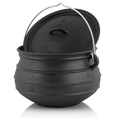 Afbeelding van BBQ TORO Potjie #3 8 liter Gietijzeren heksenketel Bakpot Zuid Afrikaanse Nederlandse oven