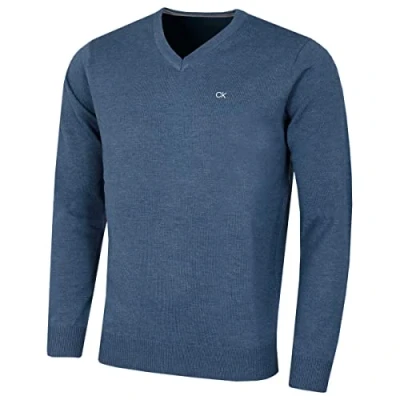 Afbeelding van Calvin Klein Heren trui met V hals Denim Gemêleerd M