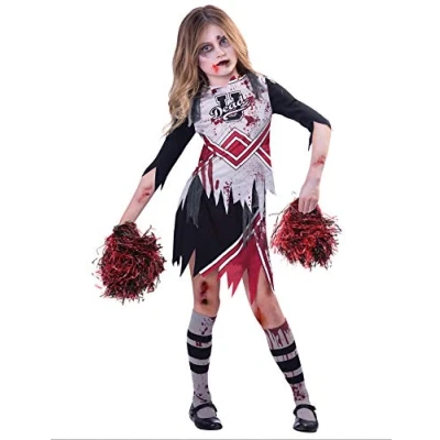 Afbeelding van amscan 9902690 Zombie Cheerleader verkleedkostuum voor kinderen, Halloween kostuum, middelbare schooloutfit (5 6 jaar)