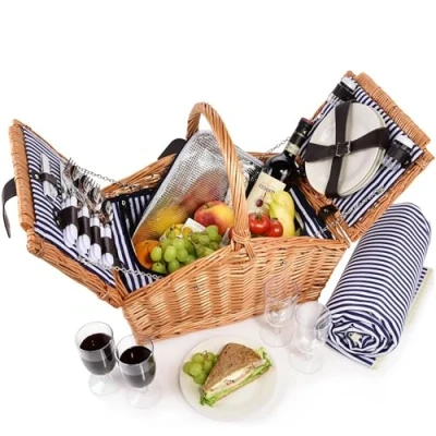Afbeelding van Sänger picknickmand Sylt, 24 delige complete set voor 4 personen, groot, picknickdeken &amp; servies