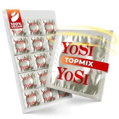 Afbeelding van 50 YOSI Condooms Topmix Gemengde (10x Geribbeld/10x Ultradun/10x Banaan/10x Aardbei/10x Druif) Pure Variety