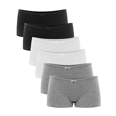Afbeelding van Libella® Panties Dames (6 pack) Boxershorts Onderbroeken Ondergoed Set Katoen 3901 Zwart Wit Grijs M
