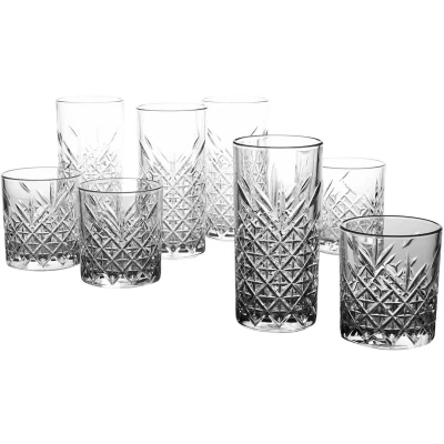 Afbeelding van CreaTable Glazenset TIMELESS drinkglazen 4 waterglazen, whiskyglazen als set (set, 8 delig)