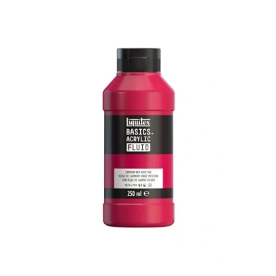 Afbeelding van Liquitex 8870434 Basics Fluid acrylverf met vloeiende consistentie, sneldrogend, lichtecht, waterbestendig, op waterbasis, fles van 250 ml, cadmiumrood, donkere tint