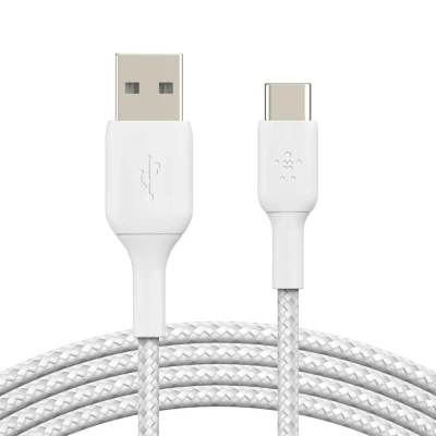 Afbeelding van USB A naar C kabel 2 meter 2.0 (Nylon, Wit)