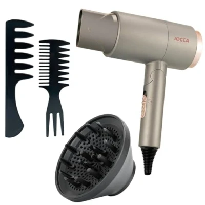Afbeelding van JOCCA Opvouwbare haardroger met diffuser en kammen inclusief/vermogen 2000 W/gelijkstroommotor/3 temperaturen 2 snelheden/diffuser