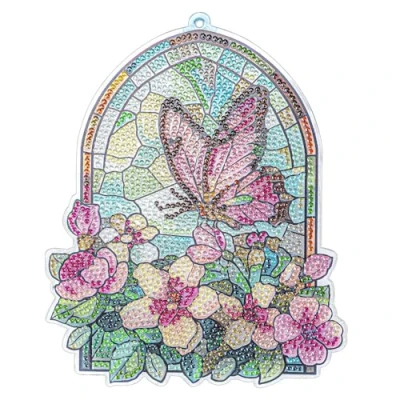 Afbeelding van Ideen mit Herz Diamond Painting vensterafbeelding glaskunst optiek decoratie en doe het zelf Materiaal: PET (vlinder met bloemen)