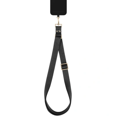 Afbeelding van iDeal of Sweden Webbing Phone Strap Black Gold Zwart