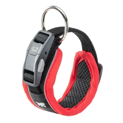 Afbeelding van Ferplast Hondenhalsband GENIUS C15/35, reflecterend, ademend, verstelbaar, snelsluiting, magnetische sluiting, halsband voor kleine honden, zachte voering, rood