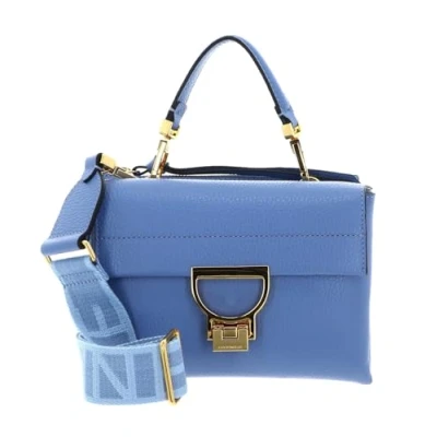 Afbeelding van COCCINELLE Leren Schoudertas Handtas Arlettis Signature Handbag Grained Leather Azul Blauw