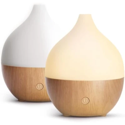 Afbeelding van SALKING Aromadiffuser, 100 ml, kleine ultrasone aromatherapie diffuser voor etherische oliën, met automatische uitschakelfunctie, warm wit, licht, houtnerf, thuis en kantoor,