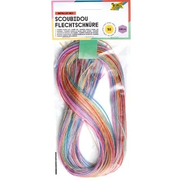 Afbeelding van Folia Scoubidou Draad Met Goud En Zilverdraad, Pak 50 Draden Knutseldraad