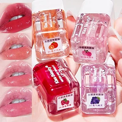 Afbeelding van 4 stuks opvullende lipolieset, hydraterende glans, lippenstift, parelglans, getinte lippenbalsem, lippenverzorging, transparante lisolie, lipplumper lipstick lipgloss