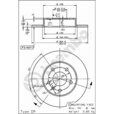 Afbeelding van Brembo Remschijf 08.7627.75