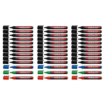 Afbeelding van edding Permanent marker 300 (30x zwart) + 9x (rood/groen/blauw)
