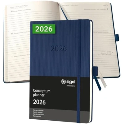 Afbeelding van Sigel weekagenda 2026 Conceptum formaat A5 midnight blue hardcover SI C2662