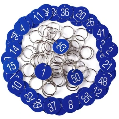 Afbeelding van Sourcemall Plastic ID nummerlabels Sleutelhangers met sleutelringen (1 100, blauw)