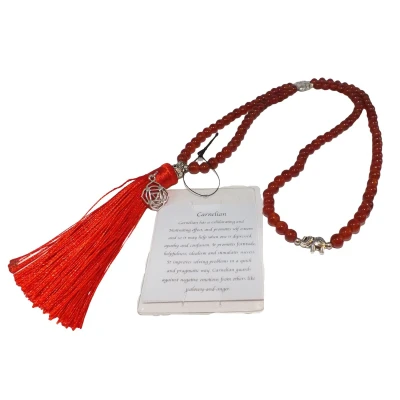 Afbeelding van Mala ketting 108 kralen Wortel chakra Muladhara Rood Carneool Edelsteen Olifant Sparkolia