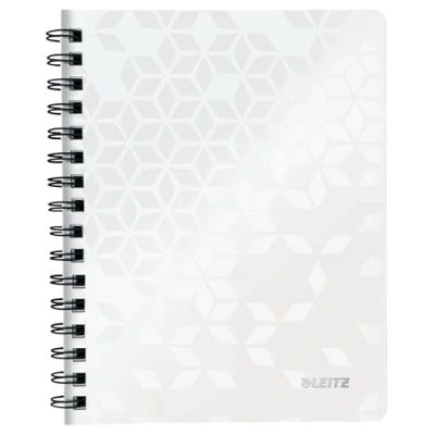 Afbeelding van Leitz A5 Notitieboek Met PP Kaft, Wit, Spiraalgebonden, 80 Vellen, Geruit, Ivoorkleurige Vellen Van 90 Gsm, WOW