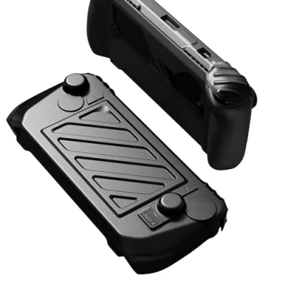 Afbeelding van Skull &amp; Co. Stand Grip GripCase Front Cover Bundle for ROG Ally X: Protective Case with Textured Grips Full Protection HardShell Handheld Design Smoky Black