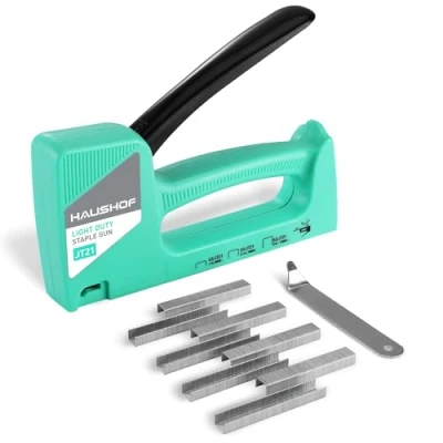 Afbeelding van HAUSHOF Nietpistool Handtacker Nietmachine Bekleding Houtnietmachine, Licht, voor Nietjes Type 53, met 800 8mm en Nietjesverwijderaar Hout, Stof, Meubels