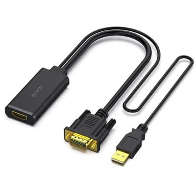 Afbeelding van VGA ingang naar HDMI uitgangsadapter, BENFEI 1080P converter met audio van computer/laptop tv/monitor