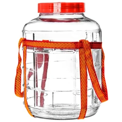 Afbeelding van KADAX gistballon, 10 liter, glazen ballon met deksel van kunststof, wijnballon, universeel glas, komkommerglas, voorraadglas, bewaarglas, fermentatiecontainer, inmaakglas