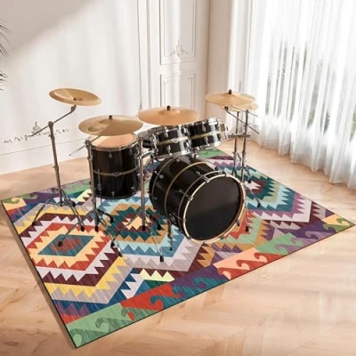 Afbeelding van 230 x 200 cm drummat, geluidsisolerende drummat voor elektronische drums Snare Drum en andere onderdelen van de mattenset, rechthoekige antislip