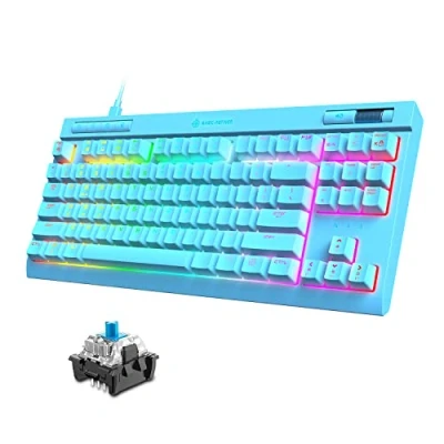Afbeelding van TKL Mechanisch gaming toetsenbord, 87 toetsen 18 Chroma RGB verlicht LED backlit Blauw schakeltoetsenbord, speciale multimediatoetsen, volledige Anti ghosting, Win/Mac compatibel