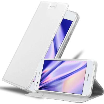 Afbeelding van Cadorabo Hoesje geschikt voor Huawei Y6 PRO 2017 in CLASSY ZILVER Beschermhoes met magnetische sluiting, standfunctie en kaartvakje Book Case Cover Etui