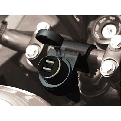 Afbeelding van BC Battery Controller 710 S12USBDUAL Waterdichte stekkerdoos/sigarettenaanstekerbus met stuurhouder voor motorfiets