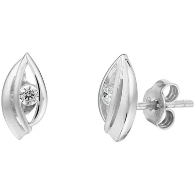 Afbeelding van Oorknoppen Zirkonia Poli/mat Zilver Gerhodineerd Mat Glanzend 11 mm x