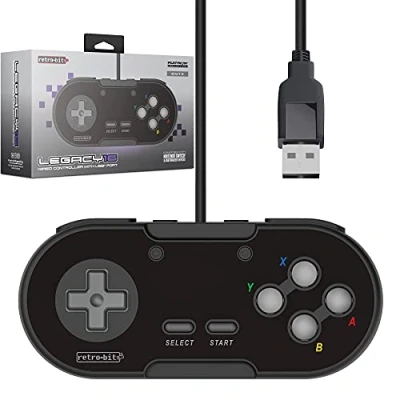 Afbeelding van Retro Bit Legacy16 USB Wired Controller For Steam, PC, Mac, Raspberry Pi, and Switch Onyx Black (Nintendo Switch//)