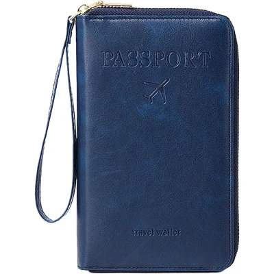 Afbeelding van porte passeport en cuir, passeport, portefeuille de voyage à fermeture éclair, unisexe cuir PU, éclair
