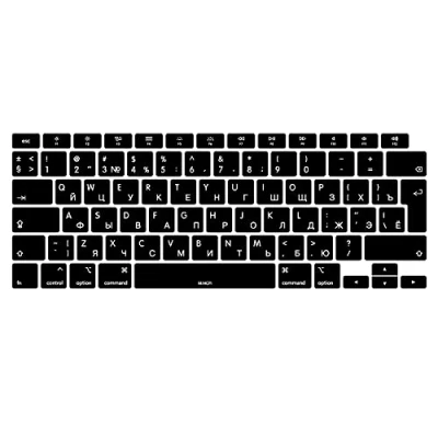 Afbeelding van MiNGFi Russisch Silikon toetsenbordbeschermer compatibel met MacBook Air 13&quot; Touch ID model M1 A2337 A2179 (2020+) EU/ISO toetsenbordindeling zwart