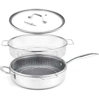Afbeelding van MediaShop Koekenpan Titan Pan Edelstalen matrix+diamantver. antikleef coating, Ø24 cm, inductie (set, 4 delig)