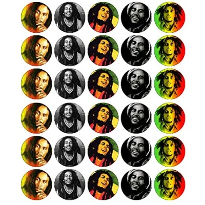 Afbeelding van 30 Bob Marley Reggae Cupcake Toppers Eetbare Wafer Papier Fairy Cake Verjaardagstaarten